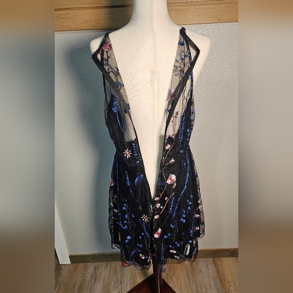 Floral Embroidered Black Dress By My Michelle. Black Fully Embroidered - Picture 7 of 14